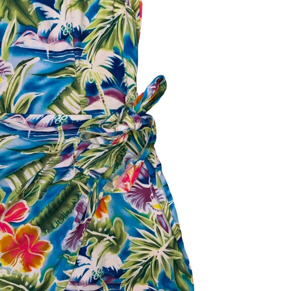 VTG Hawaiian Honi Sarong Dress Size 8 Tropical Floral Print Rayon Summer Beach - Picture 5 of 5